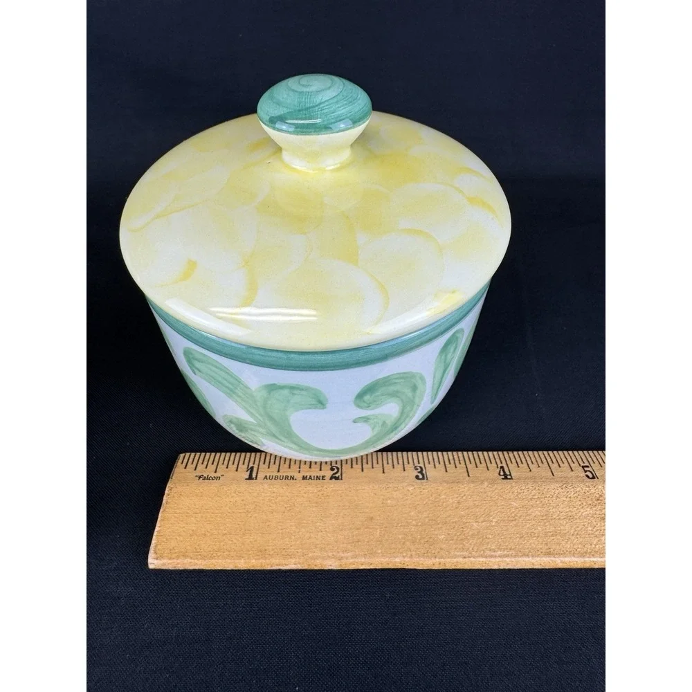 Villeroy & Boch Switch Summerhouse Creamer & Sugar Bowl Set Yellow Plaid/ Green